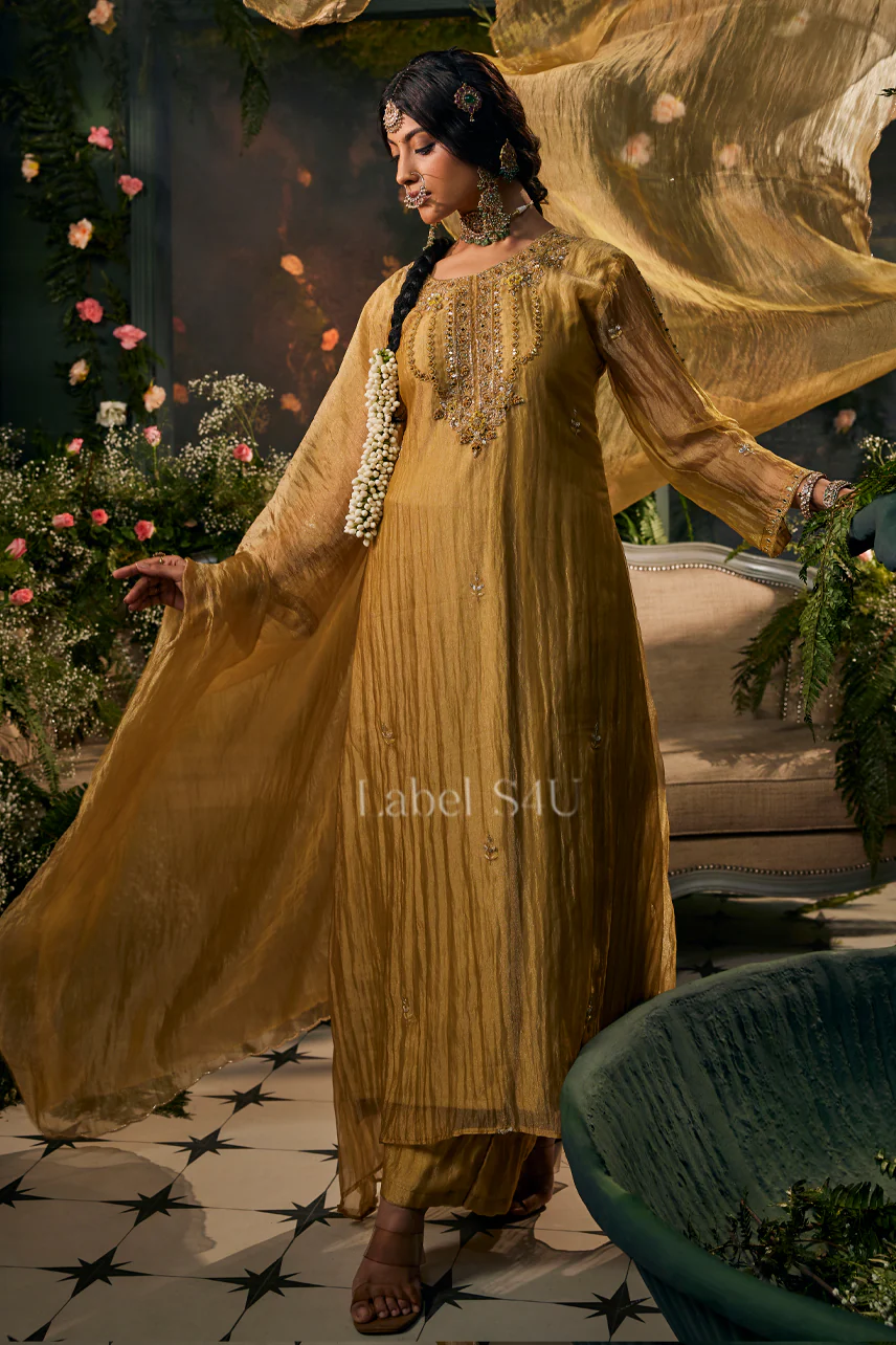 Mehek Mustard Tissue-Anarkali Set - Image 4
