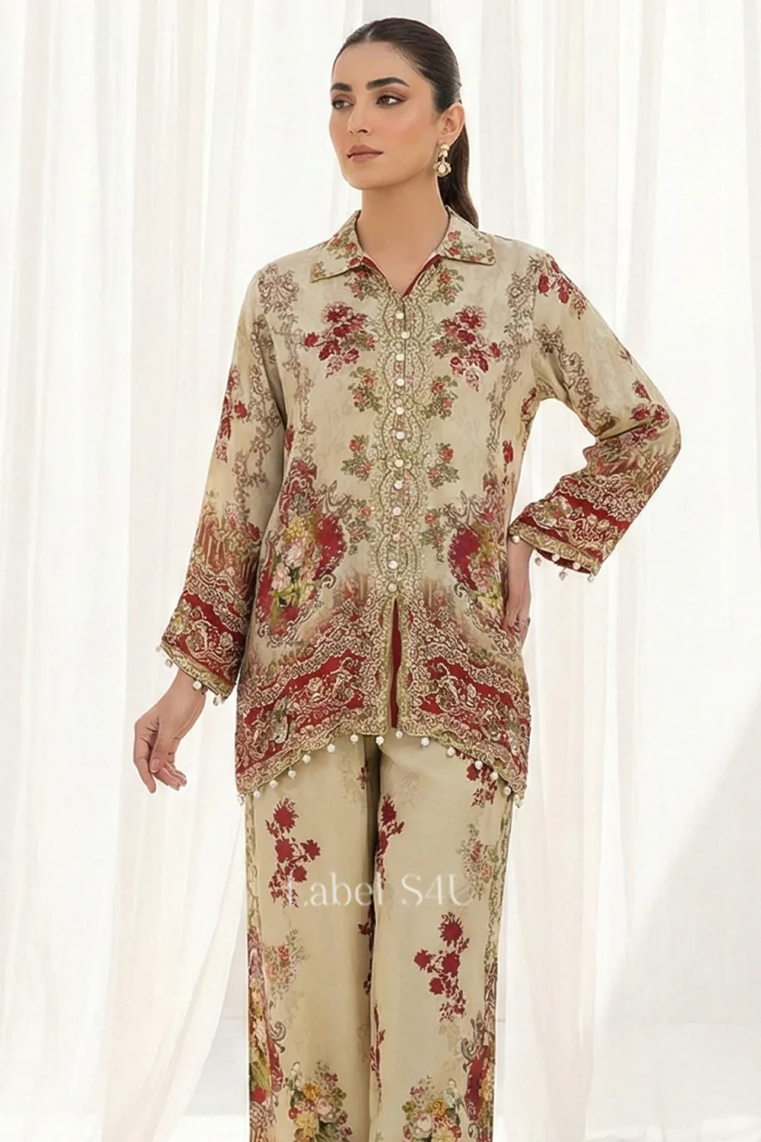 Beige Floral-Co-ord Set - Image 2