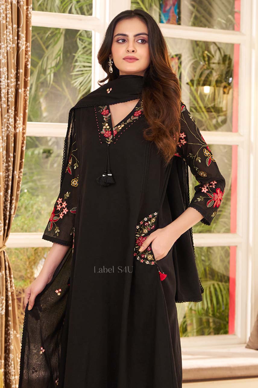 Alina Black Embroidered -Suit Set - Image 3