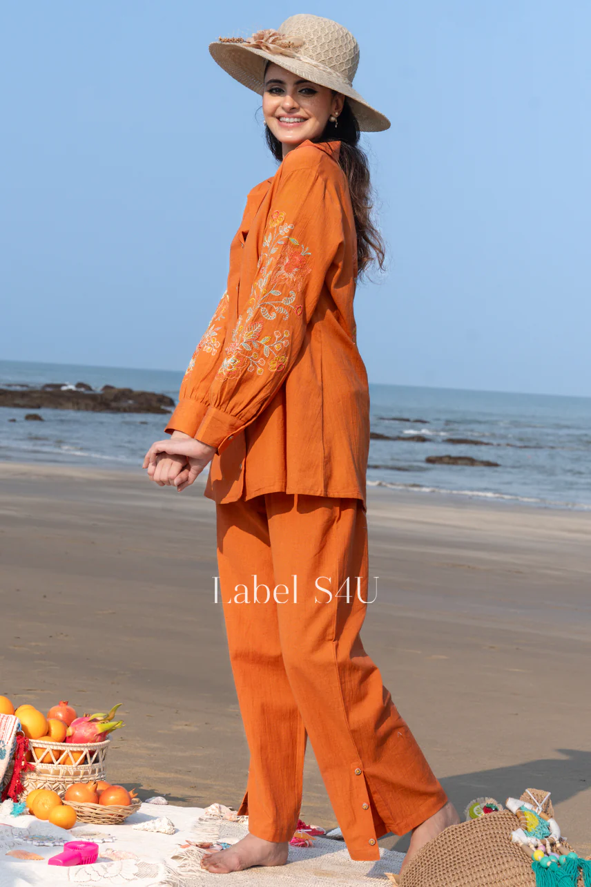 Amber Embroidered Cotton Co-ord Set - Image 4