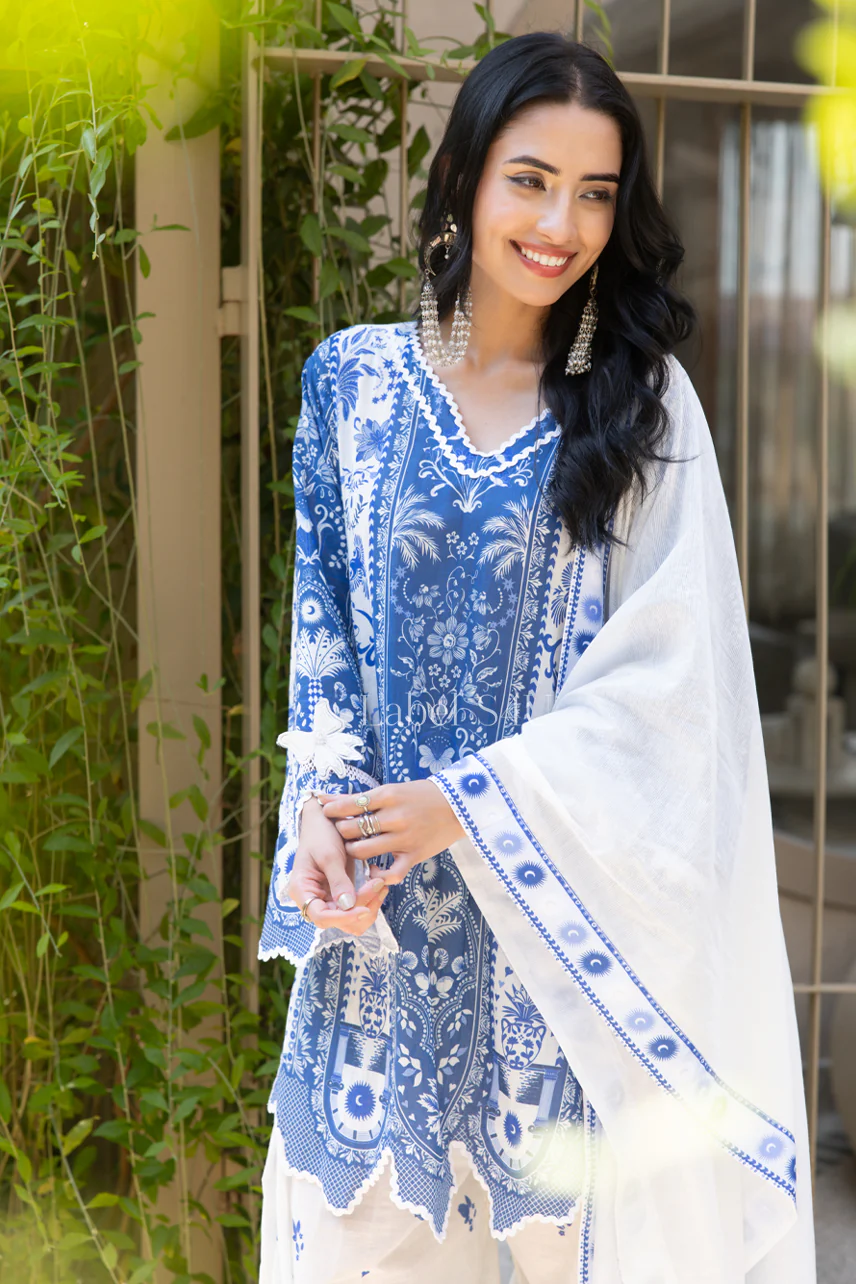 Azure Lacework Farshi Salwar Set - Image 2