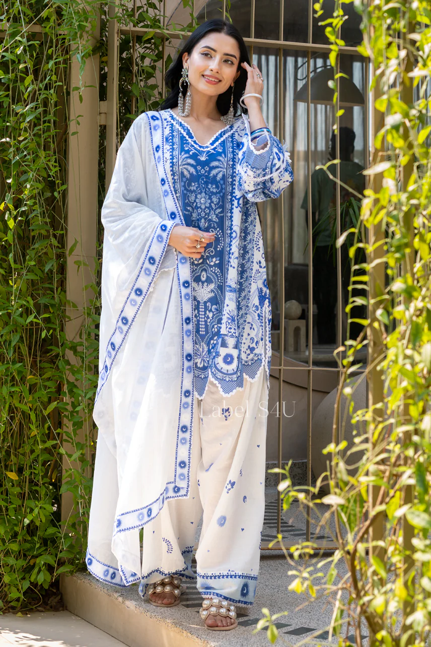 Azure Lacework Farshi Salwar Set - Image 3