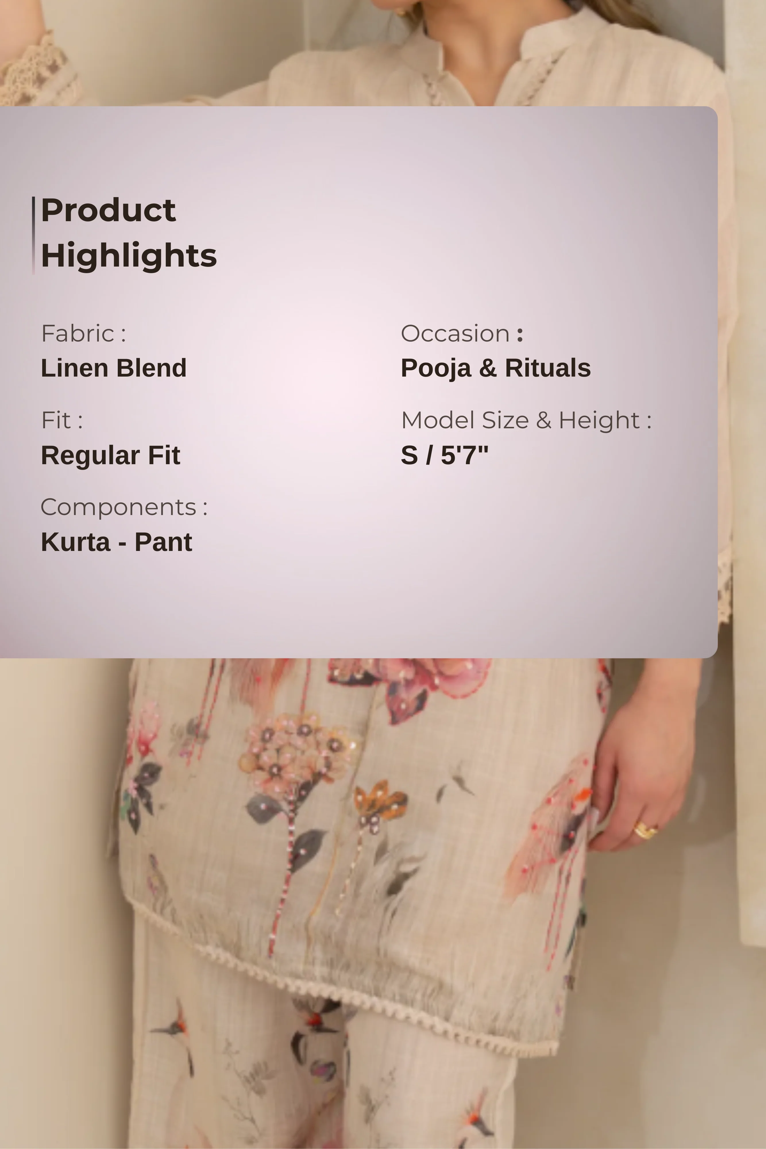 Beige Bloom Printed-Co-ord Set - Image 4