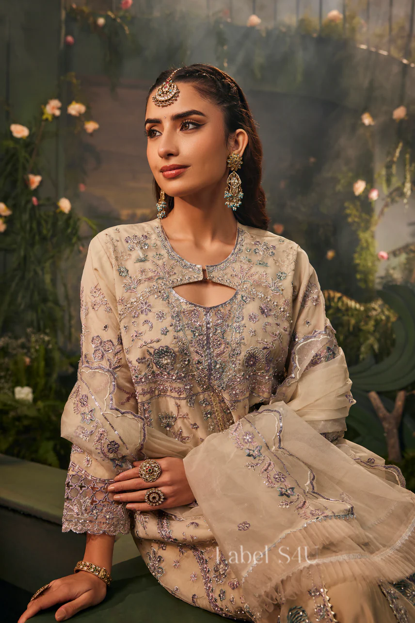 Beige Embroidered-Anarkali - Image 2