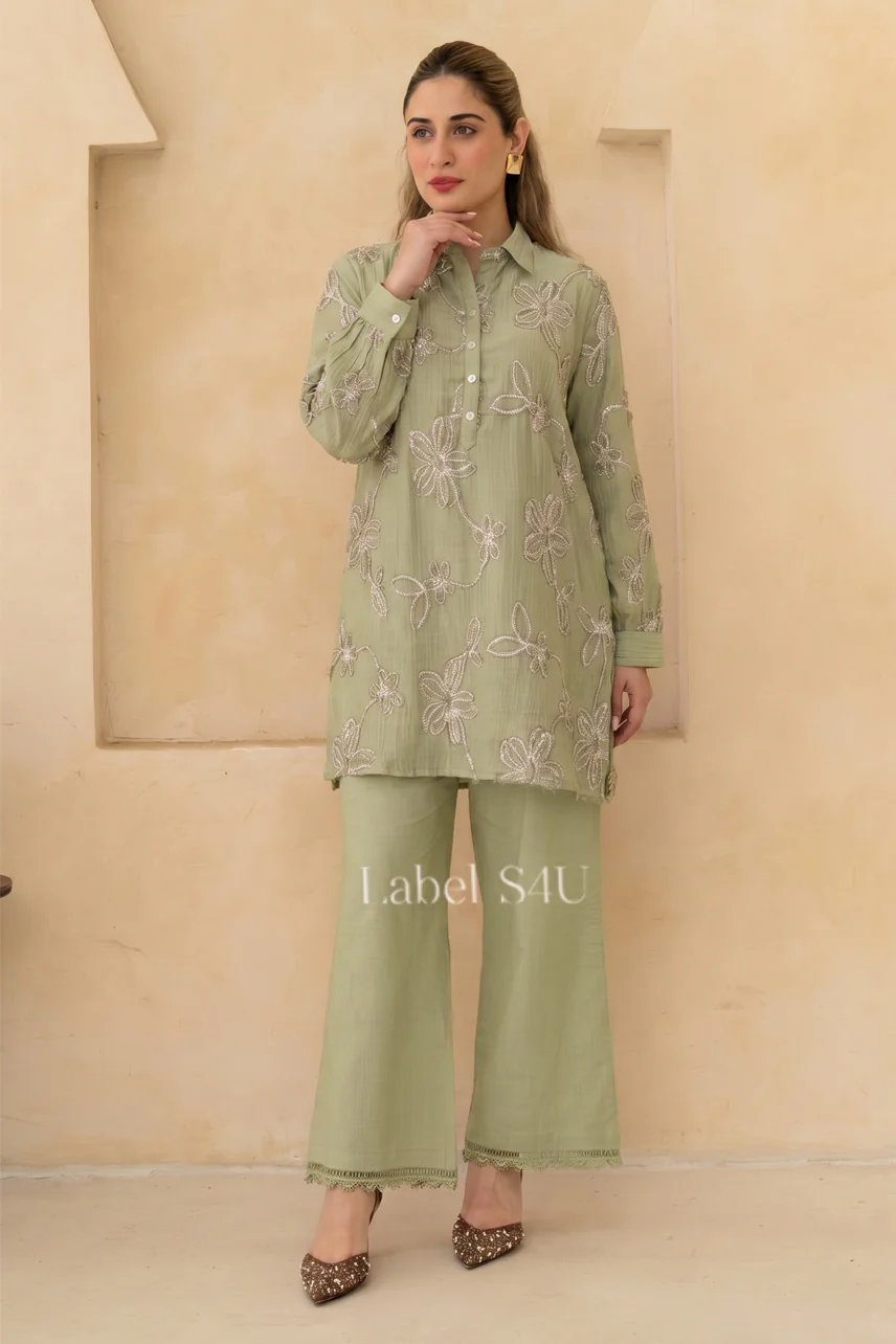 Beige Glow Embroidered-Co-Ord Set - Image 5