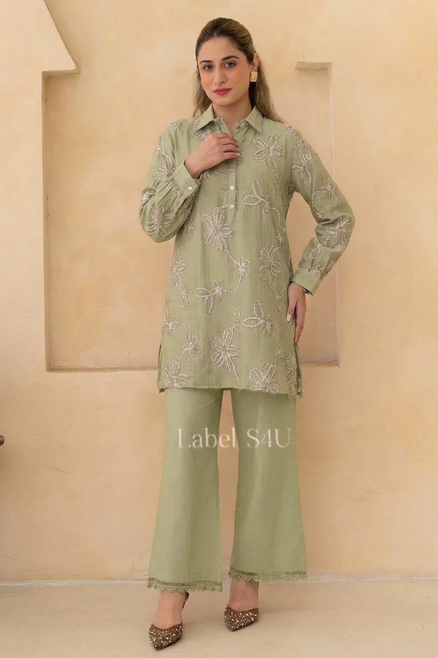 Beige Glow Embroidered-Co-Ord Set - Image 6