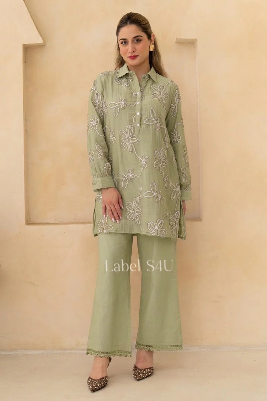 Beige Glow Embroidered-Co-Ord Set - Image 7