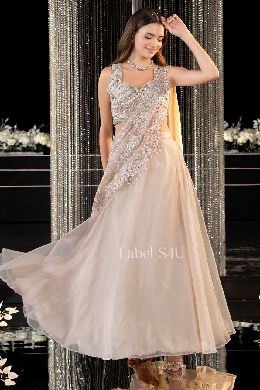 Beige Grace-Partywear Lehenga