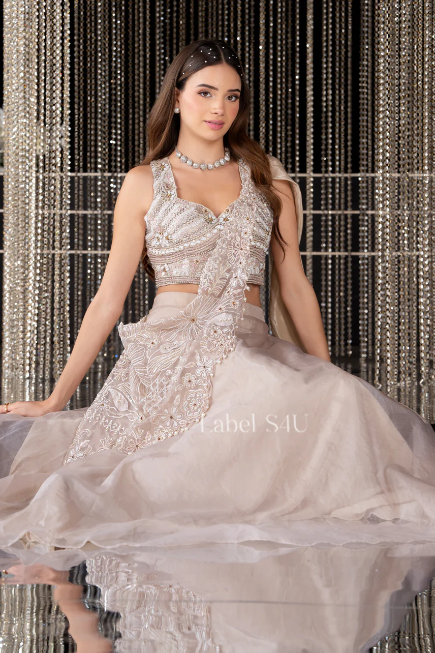 Beige Grace-Partywear Lehenga - Image 3