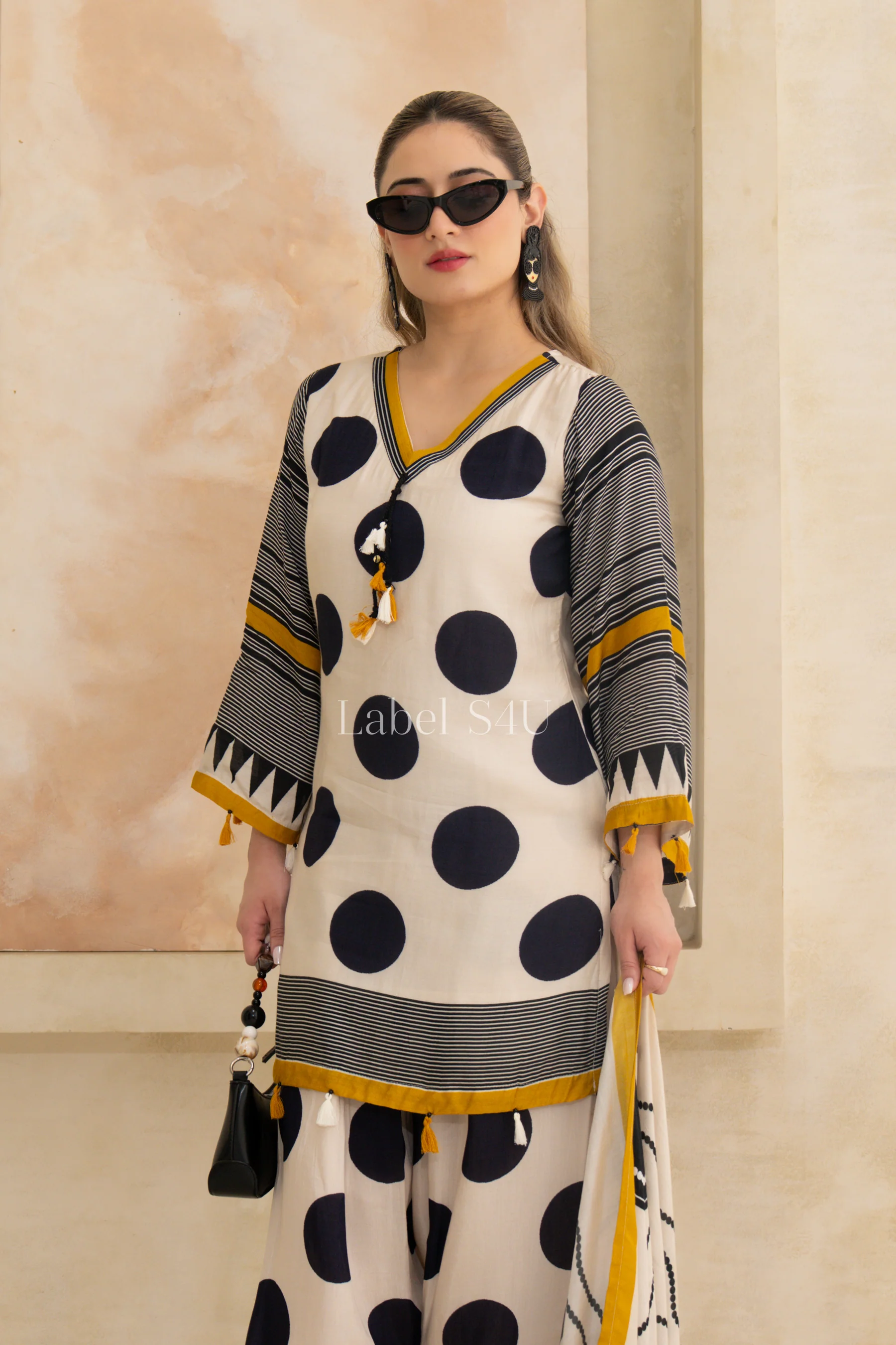 Black Bold Polka Dot-Suit Set - Image 3