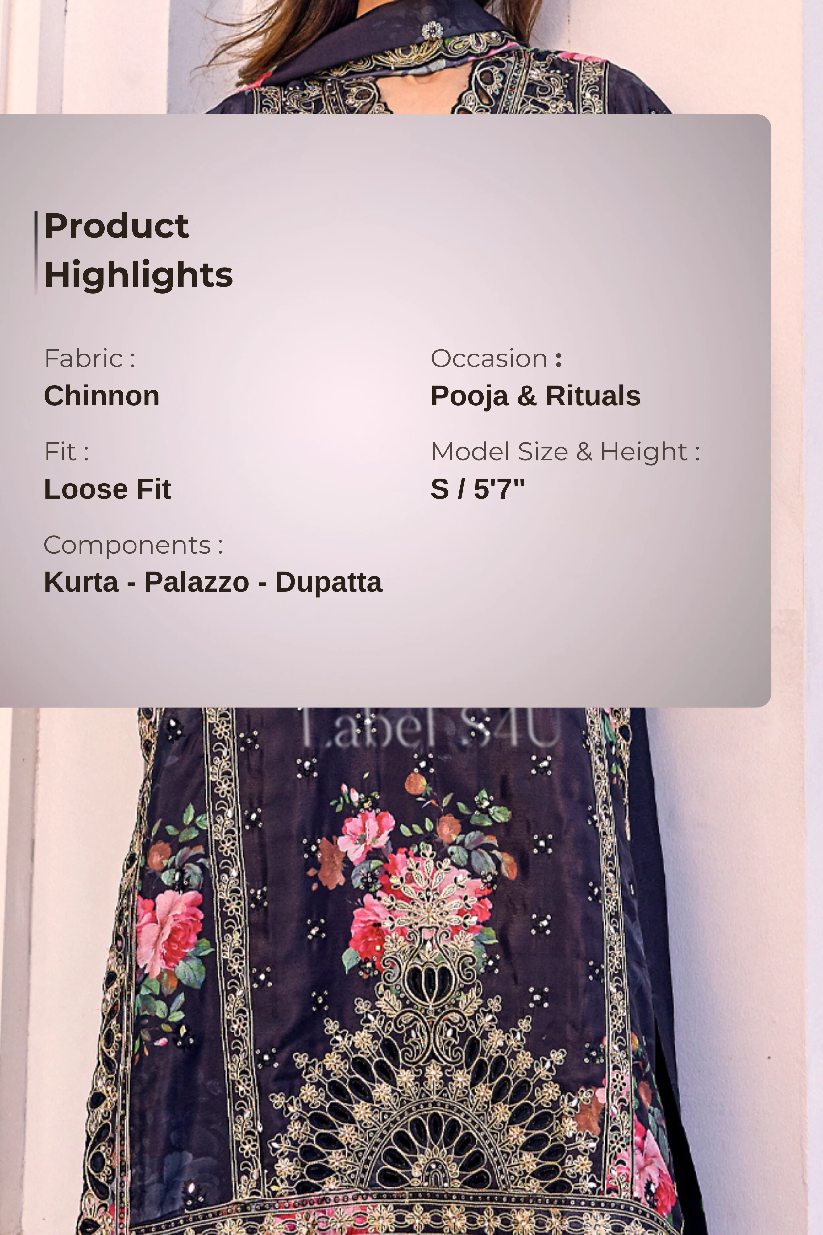 Black Printed Chinon-Palazzo Set - Image 4