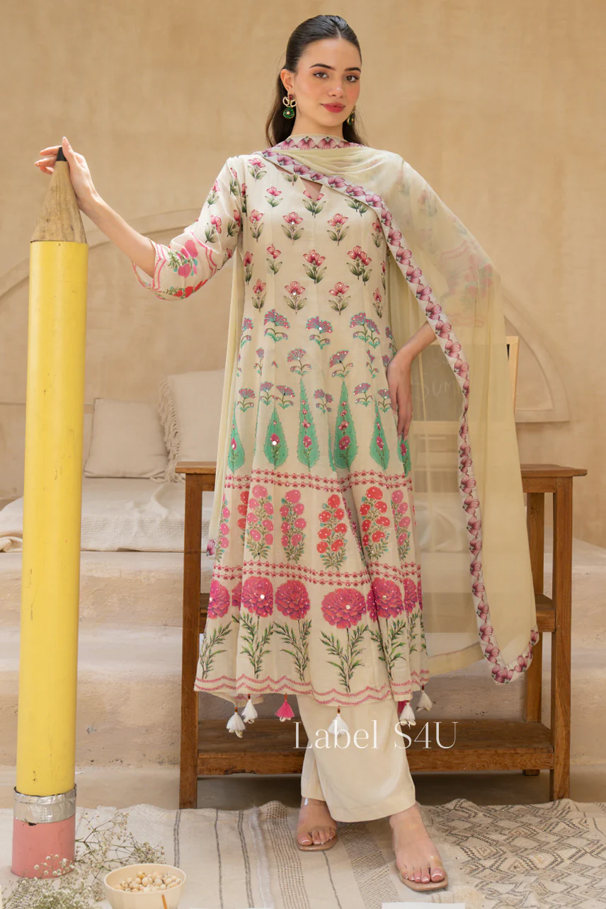 Blooming Printed Mul Anarkali Set - Image 3