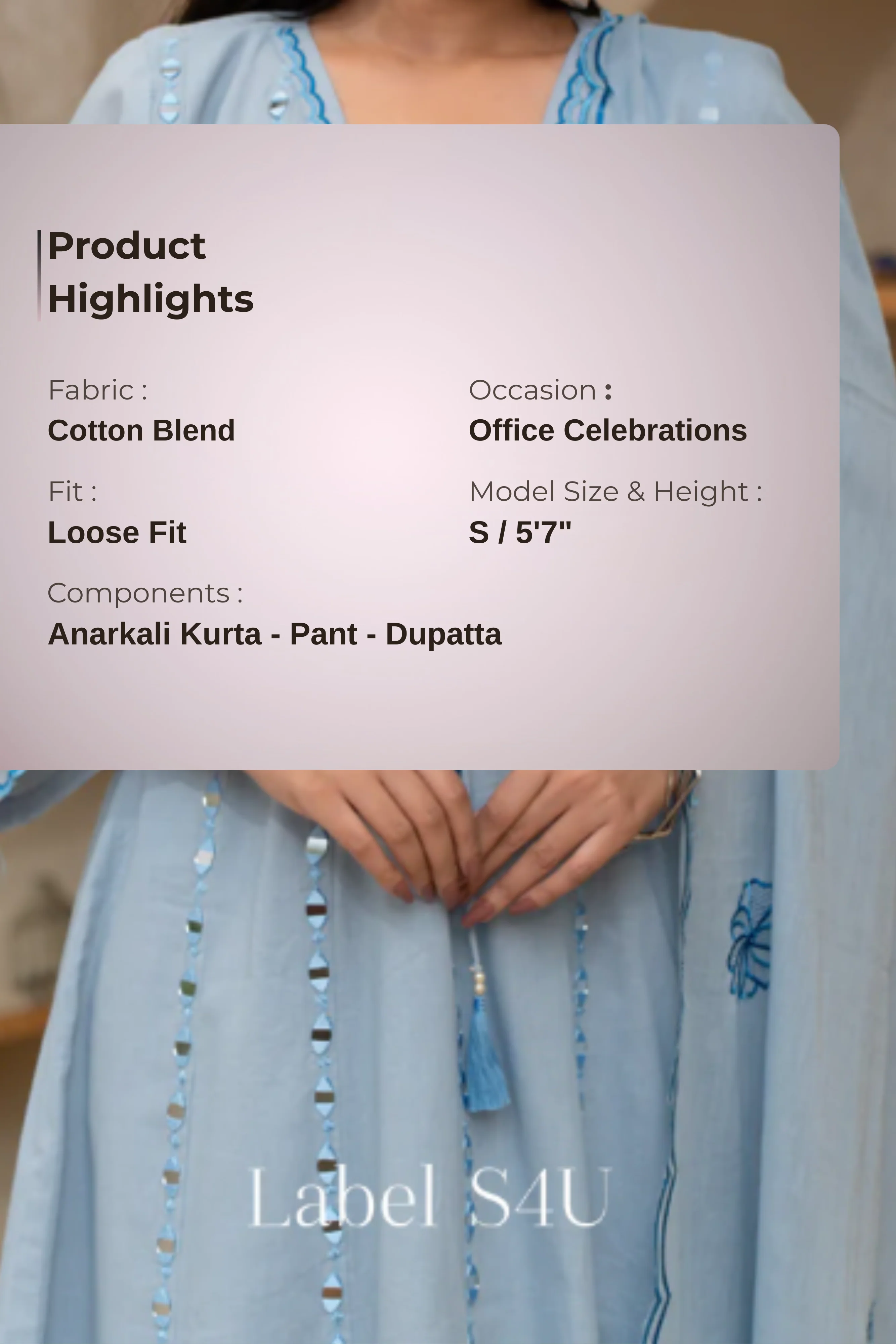 Blue Botanique Anarkali Set - Image 4