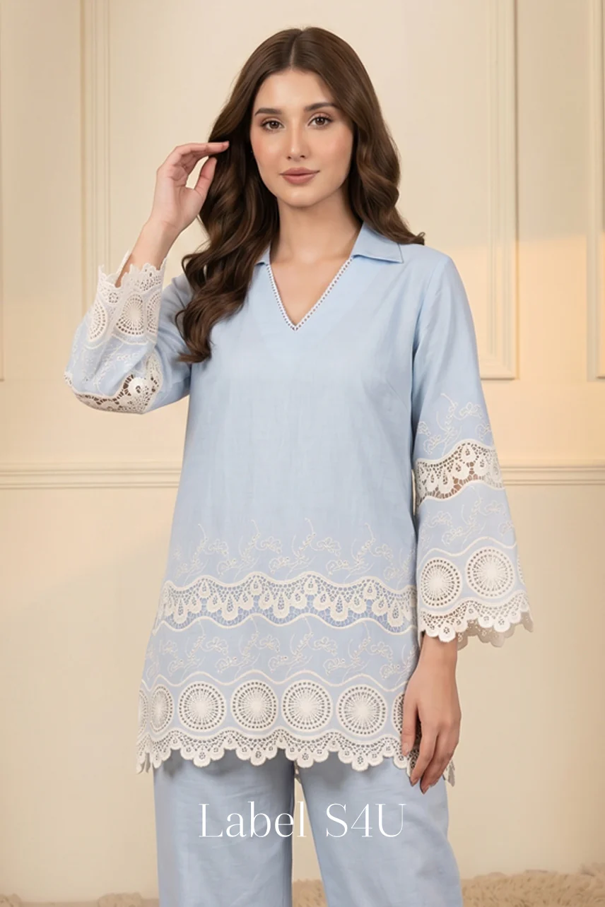 Blue Botanique Lace Co-Ord Set - Image 2