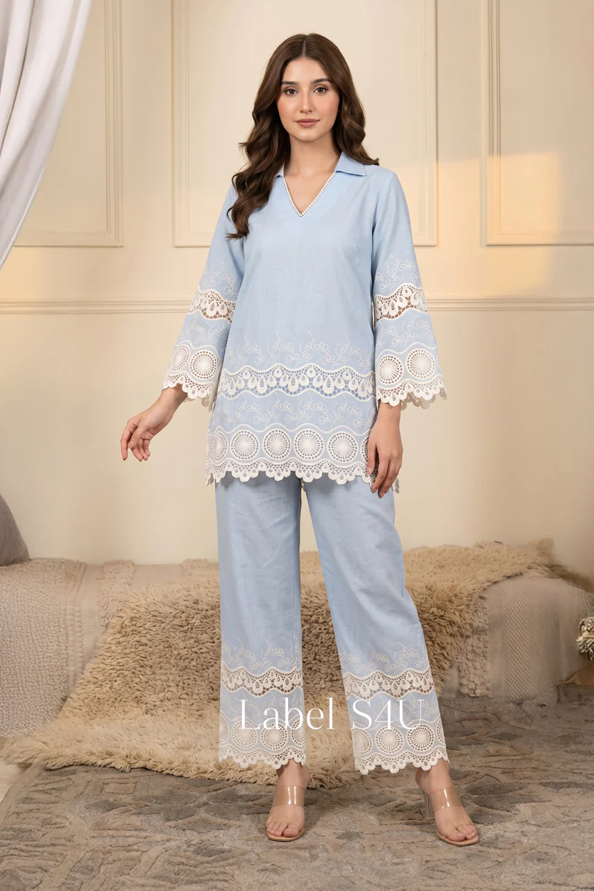 Blue Botanique Lace Co-Ord Set - Image 3