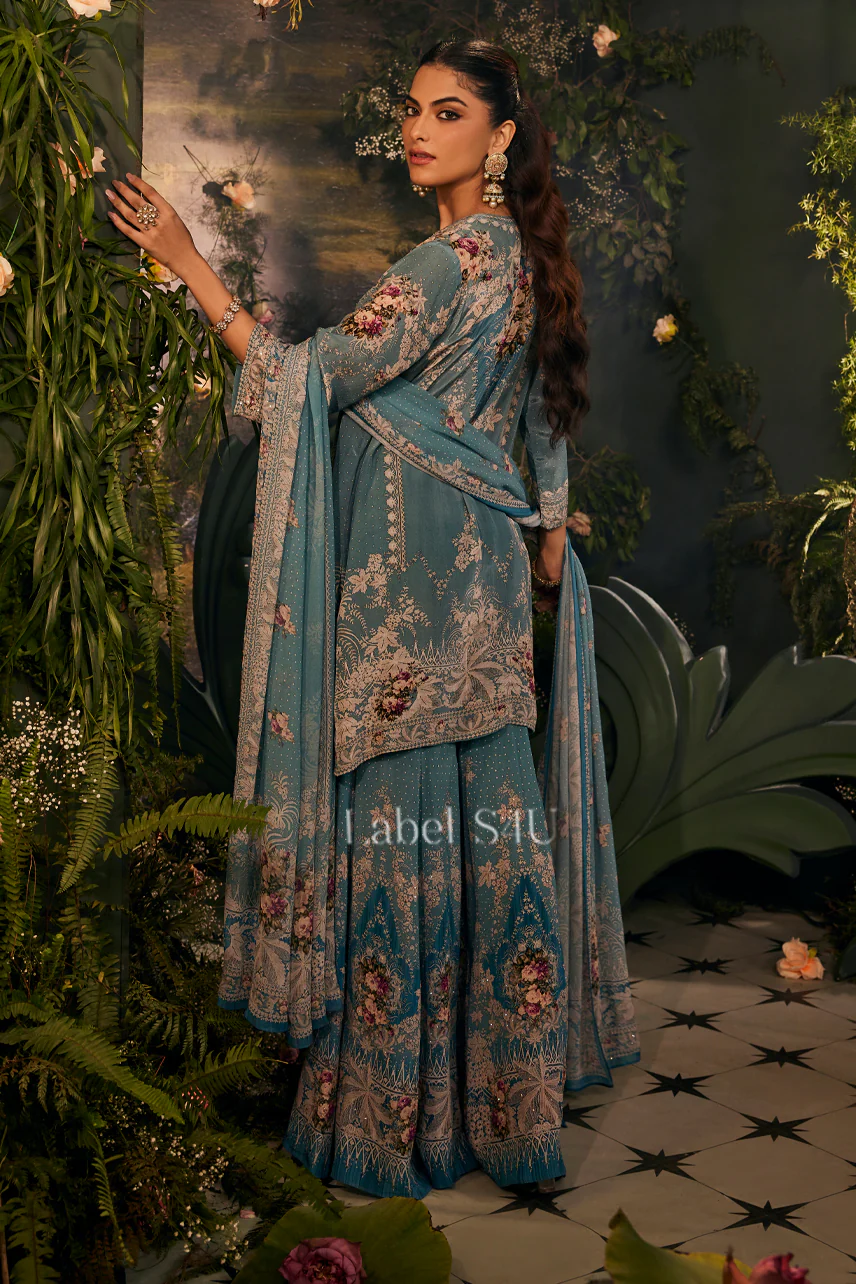Blue Inaaya-Sharara Set - Image 3