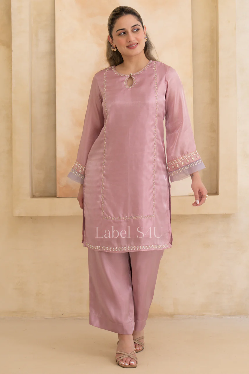 Blush Embellished Tissue Co-ord Set