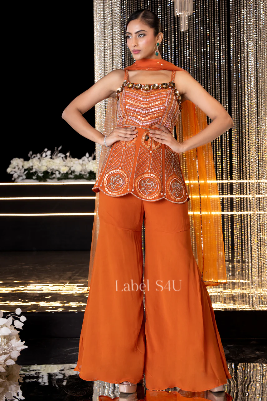 Bold in Orange-Palazzo Set - Image 2