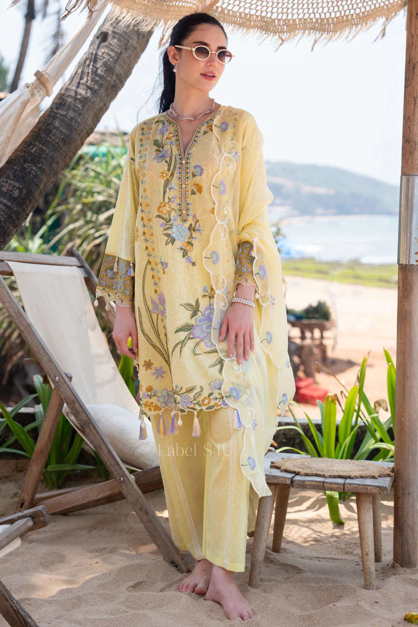 Botanical Embroidered Cotton Suit Set