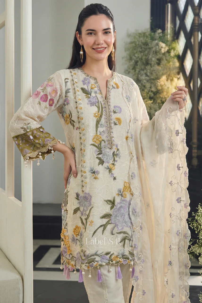 Botanical Embroidered Cotton Suit Set - Image 6