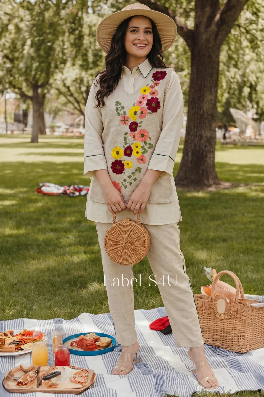 Botanique Layered Embroidered Co-Ord Set - Image 3