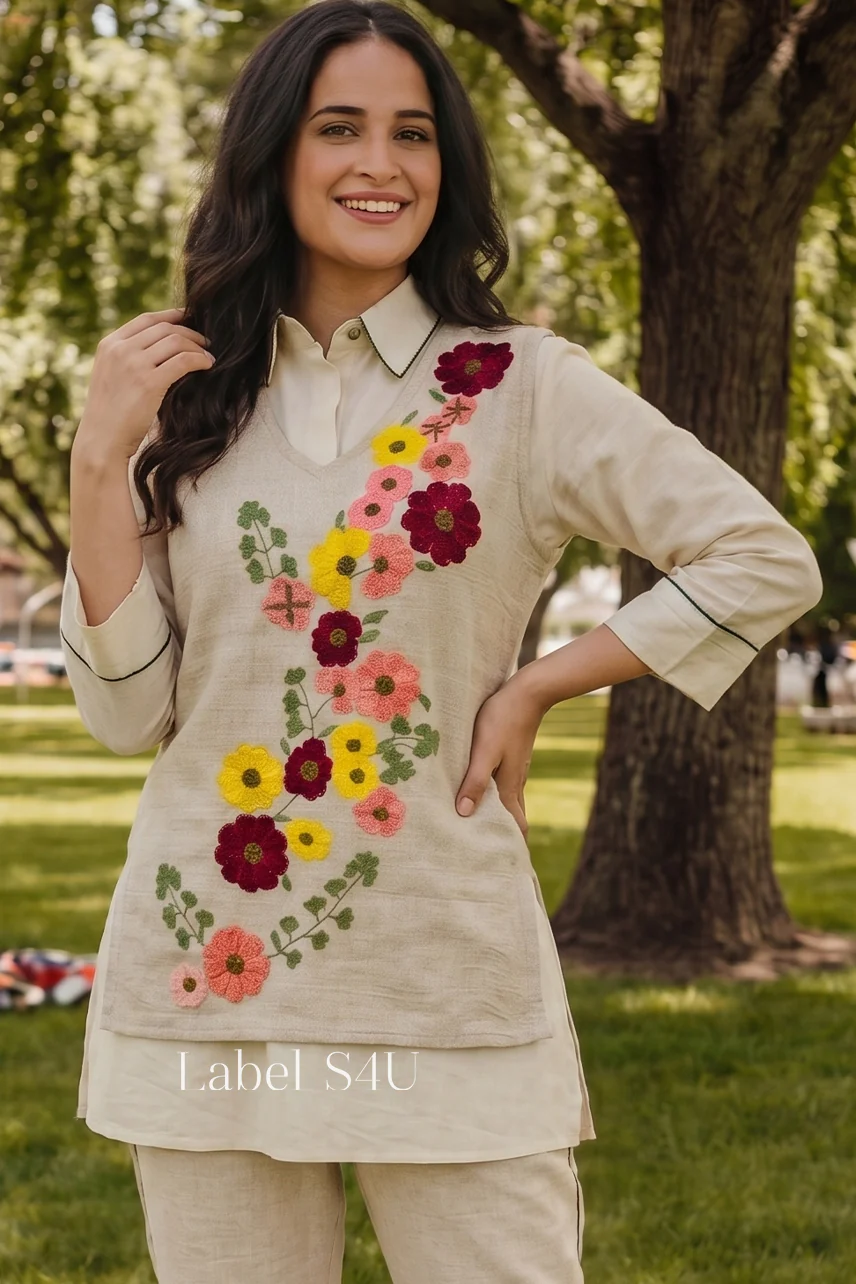Botanique Layered Embroidered Co-Ord Set - Image 4