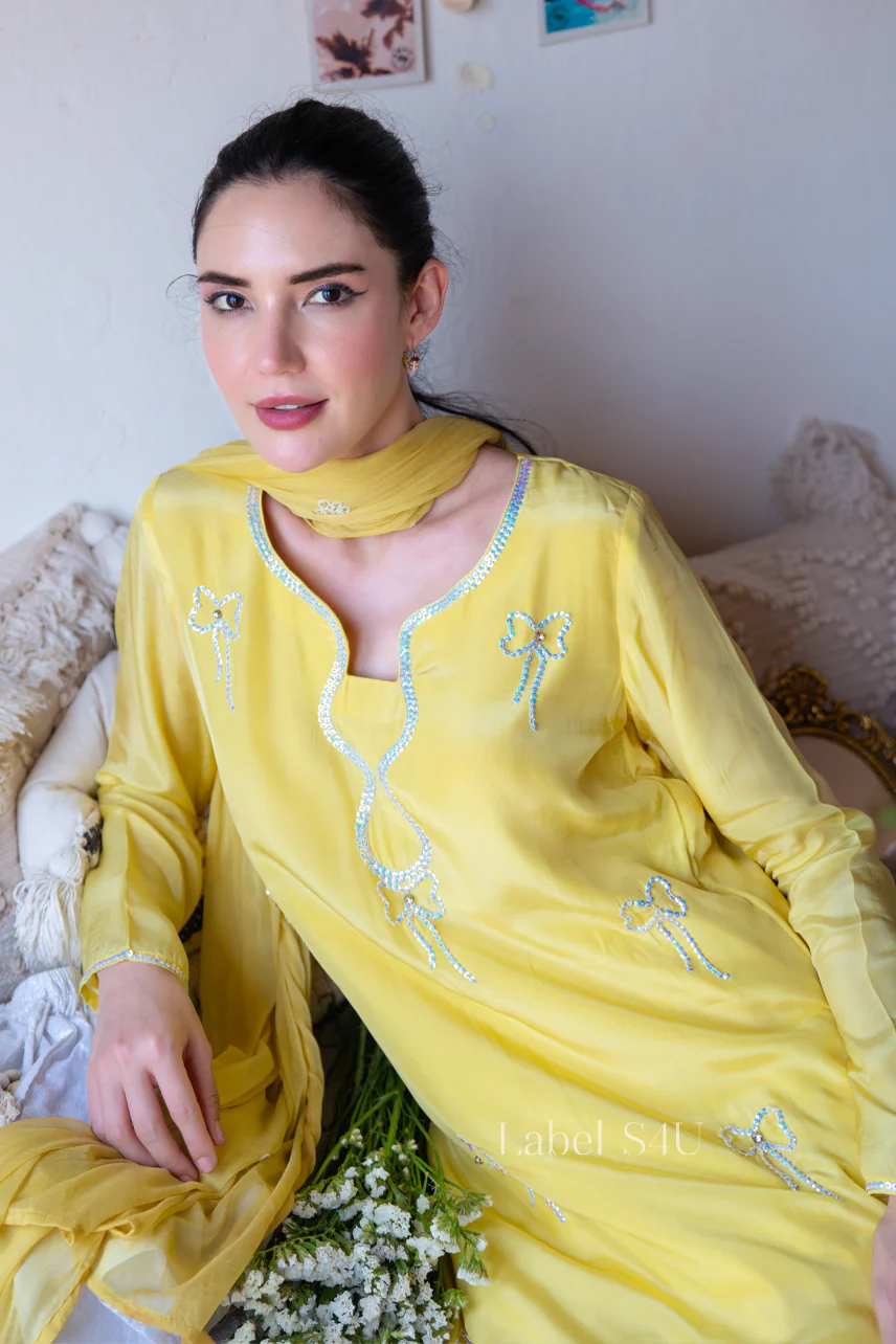Bow Embellished Farshi Salwar Set - Image 3