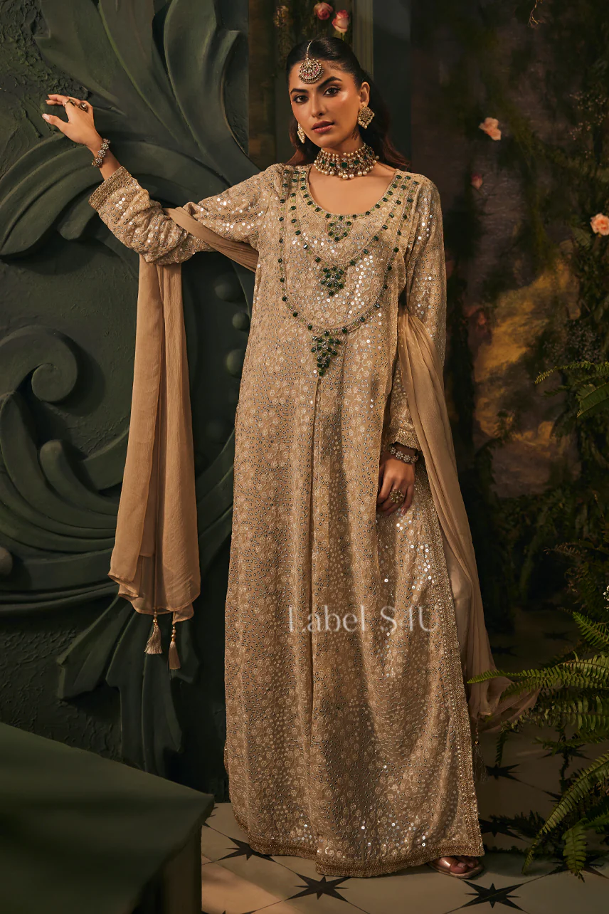 Champagne Embroidered-Pakistani Suit Set