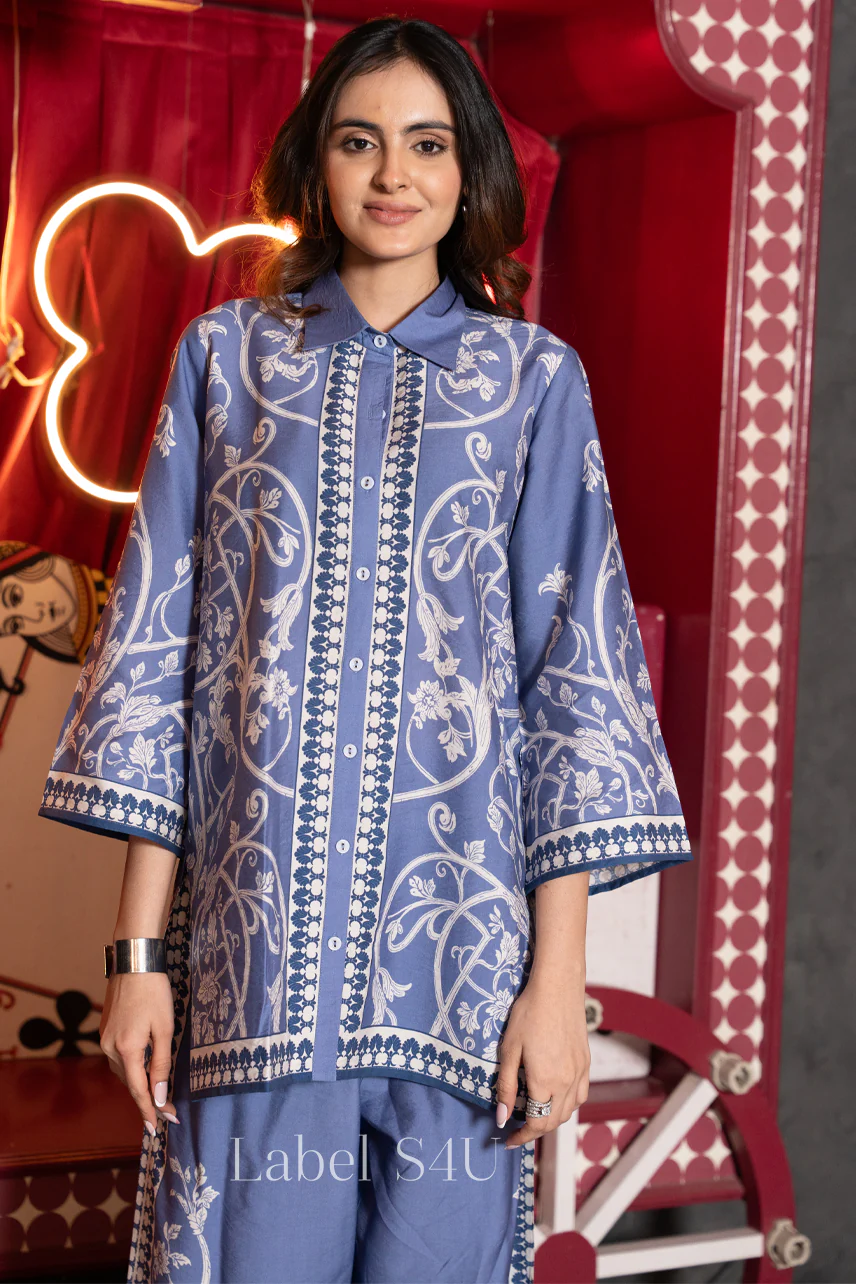 Classic Indigo Crepe-Co-ord Set - Image 2