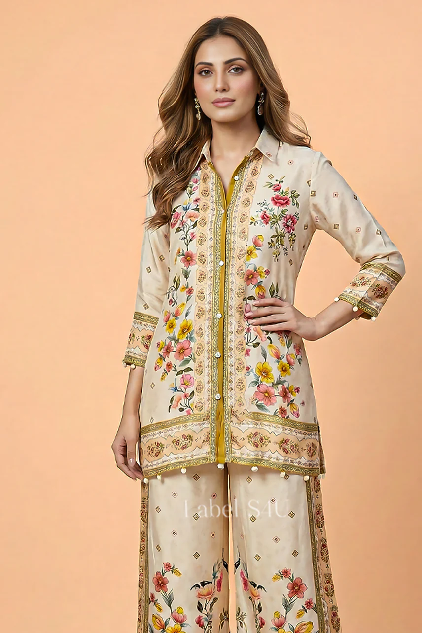 Cream Bohemian Crepe Co-ord Set - Image 2