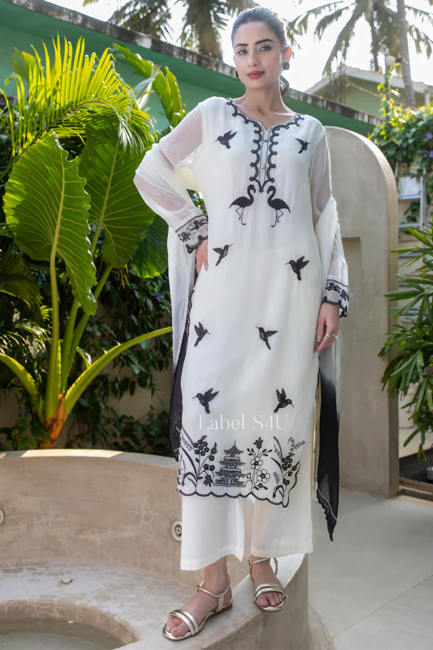 Cream Grace Embroidered Suit Set