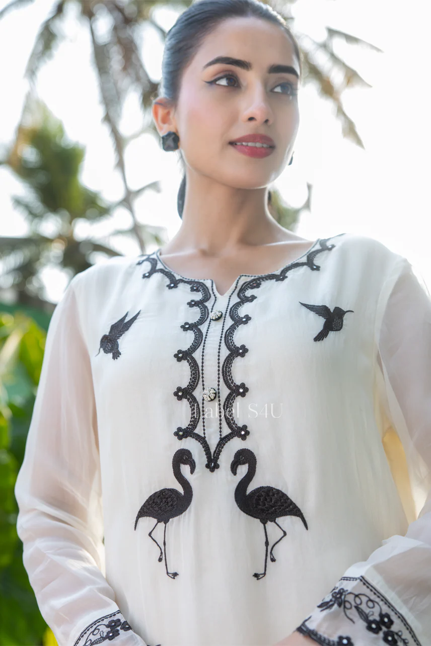 Cream Grace Embroidered Suit Set - Image 2