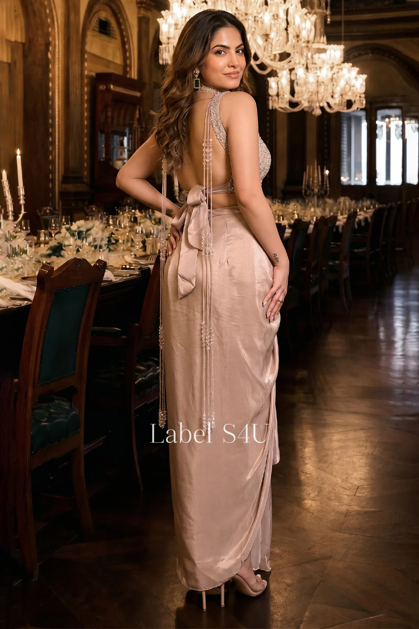 Crystal Embellished Draped Skirt Set - Image 3
