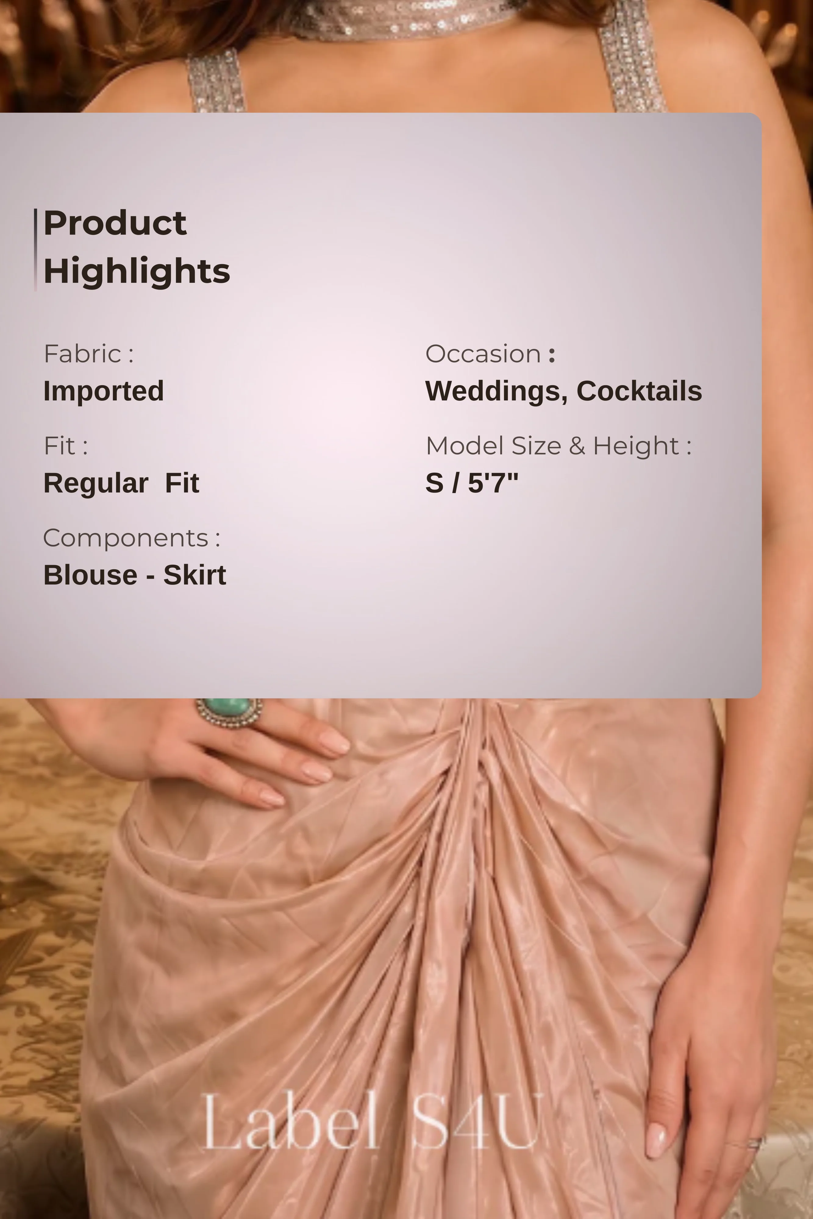 Crystal Embellished Draped Skirt Set - Image 9