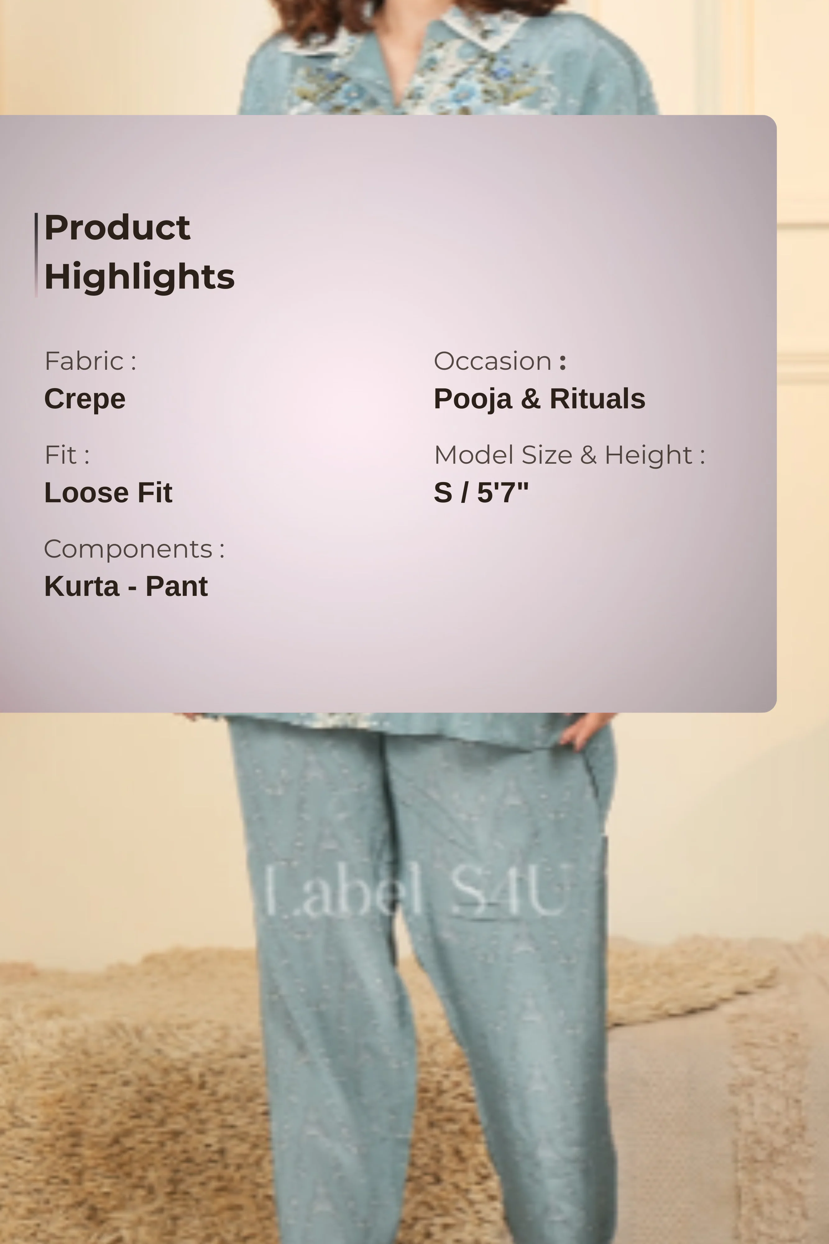 Dusty Blue Crepe-Co-ord Set - Image 5