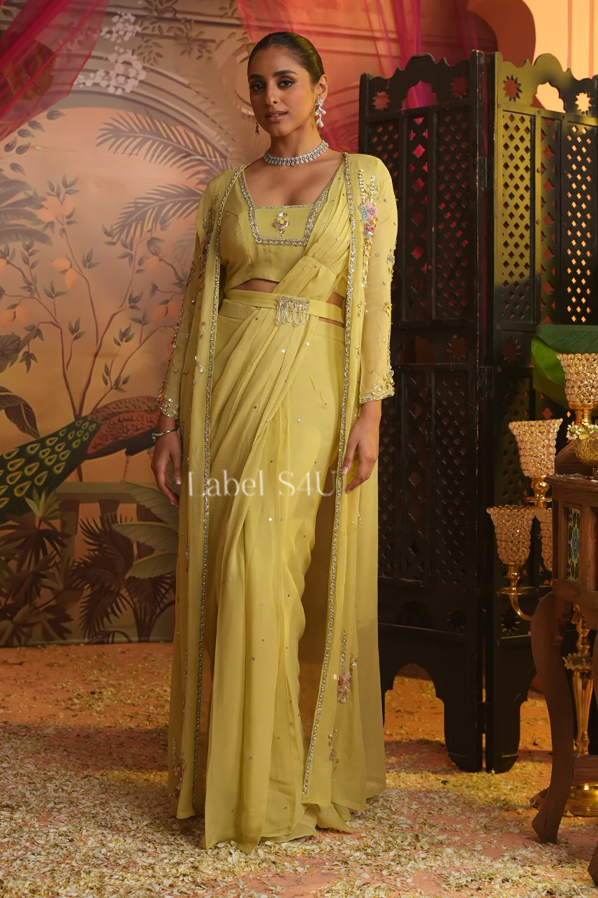Effortless-Pre-Drape Saree with jacket - Image 3