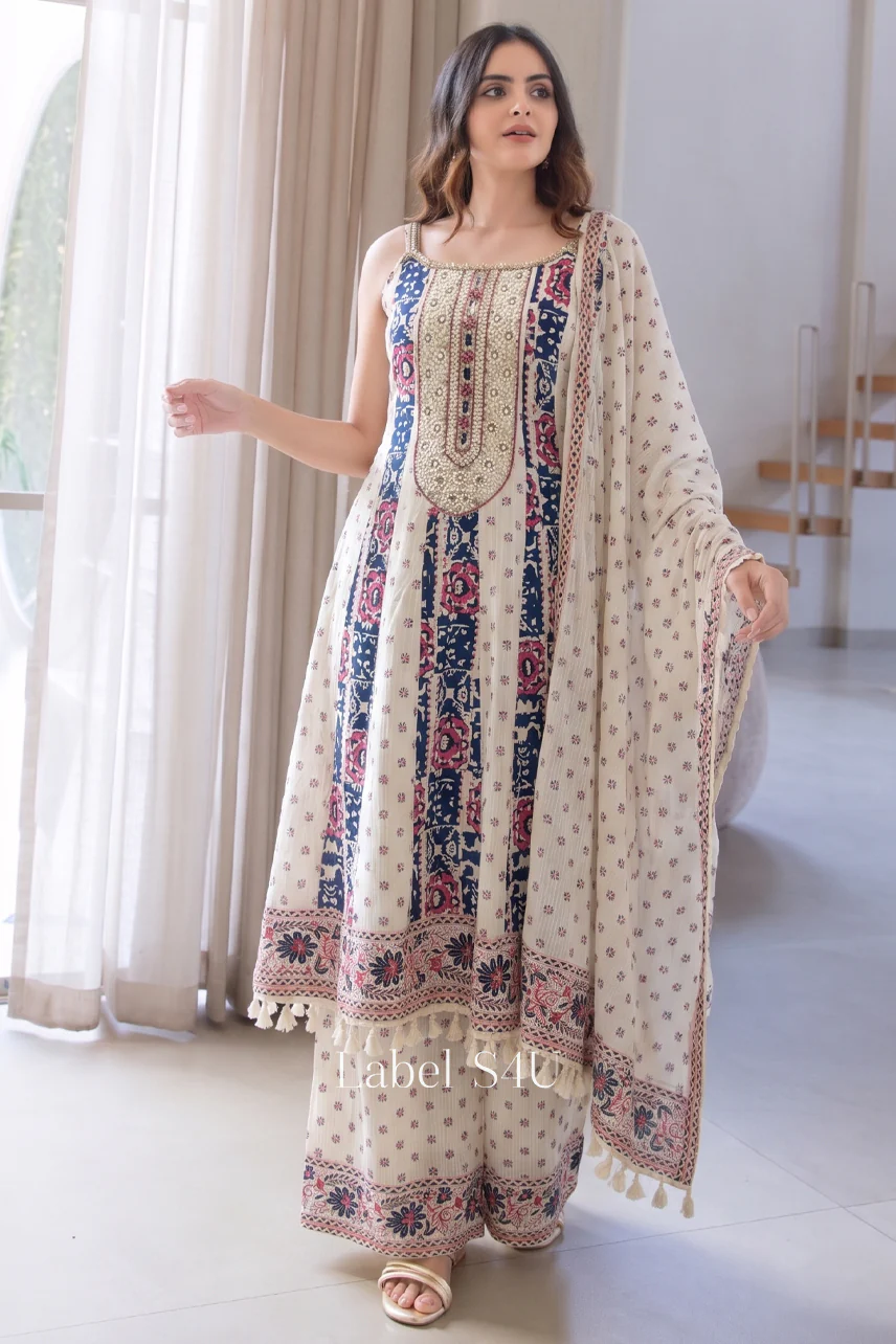 Eira Cotton Tassel Anarkali Set