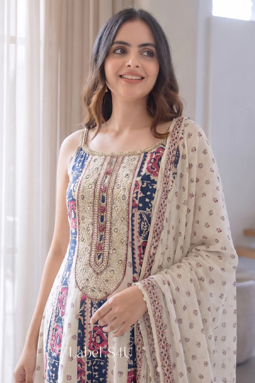 Eira Cotton Tassel Anarkali Set - Image 3