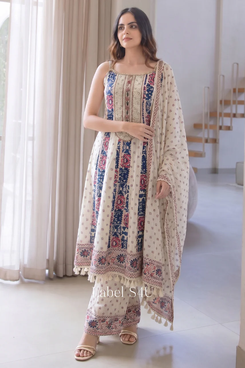 Eira Cotton Tassel Anarkali Set - Image 4