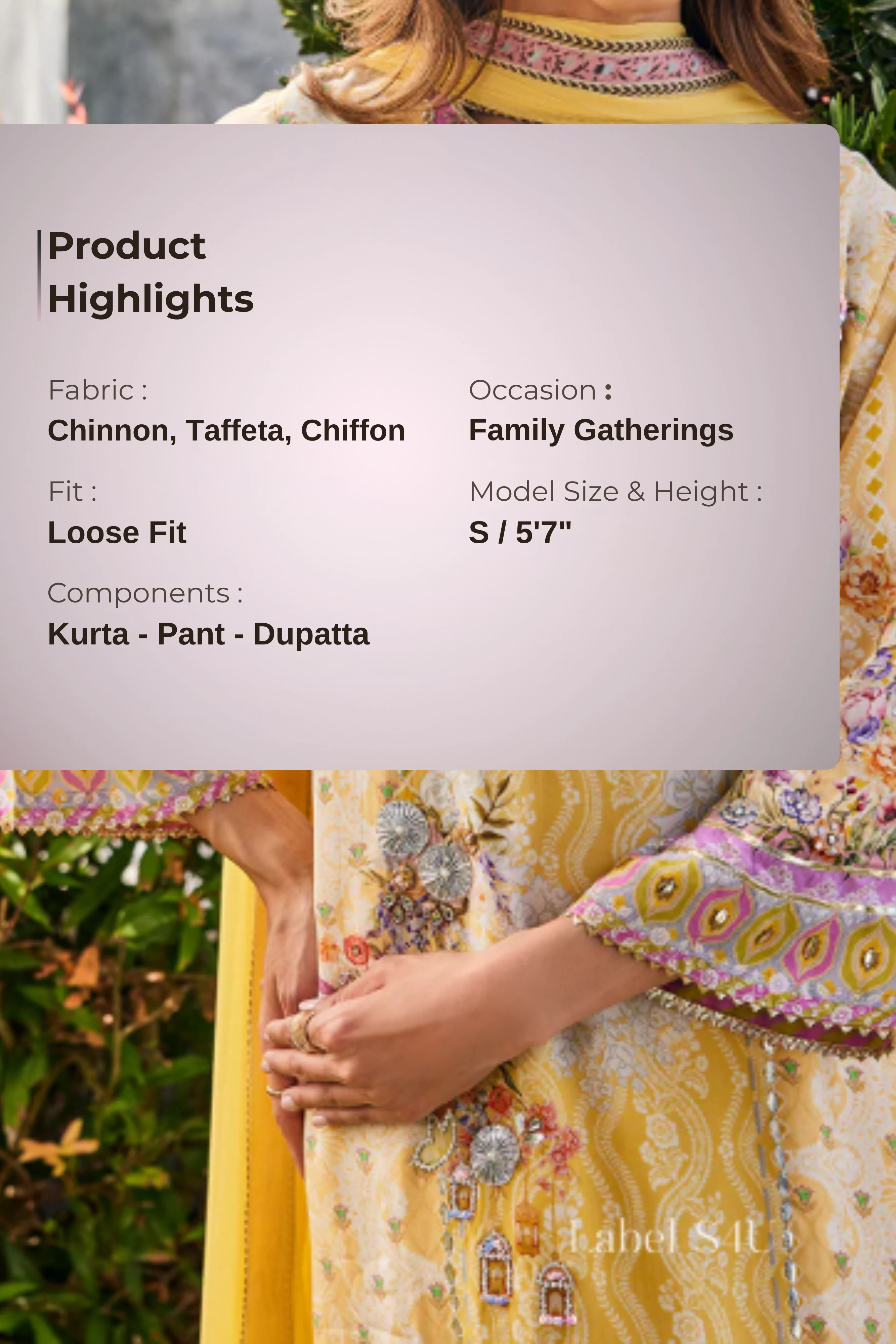 Elegant Yellow Crepe Printed-Suit Set - Image 4