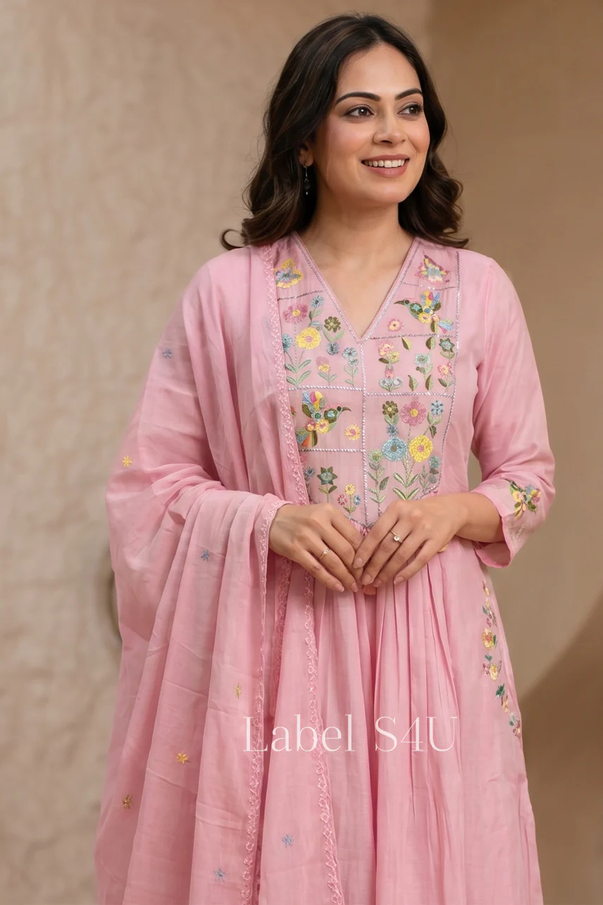 Floral Grace Embroidered Anarkali Set - Image 5