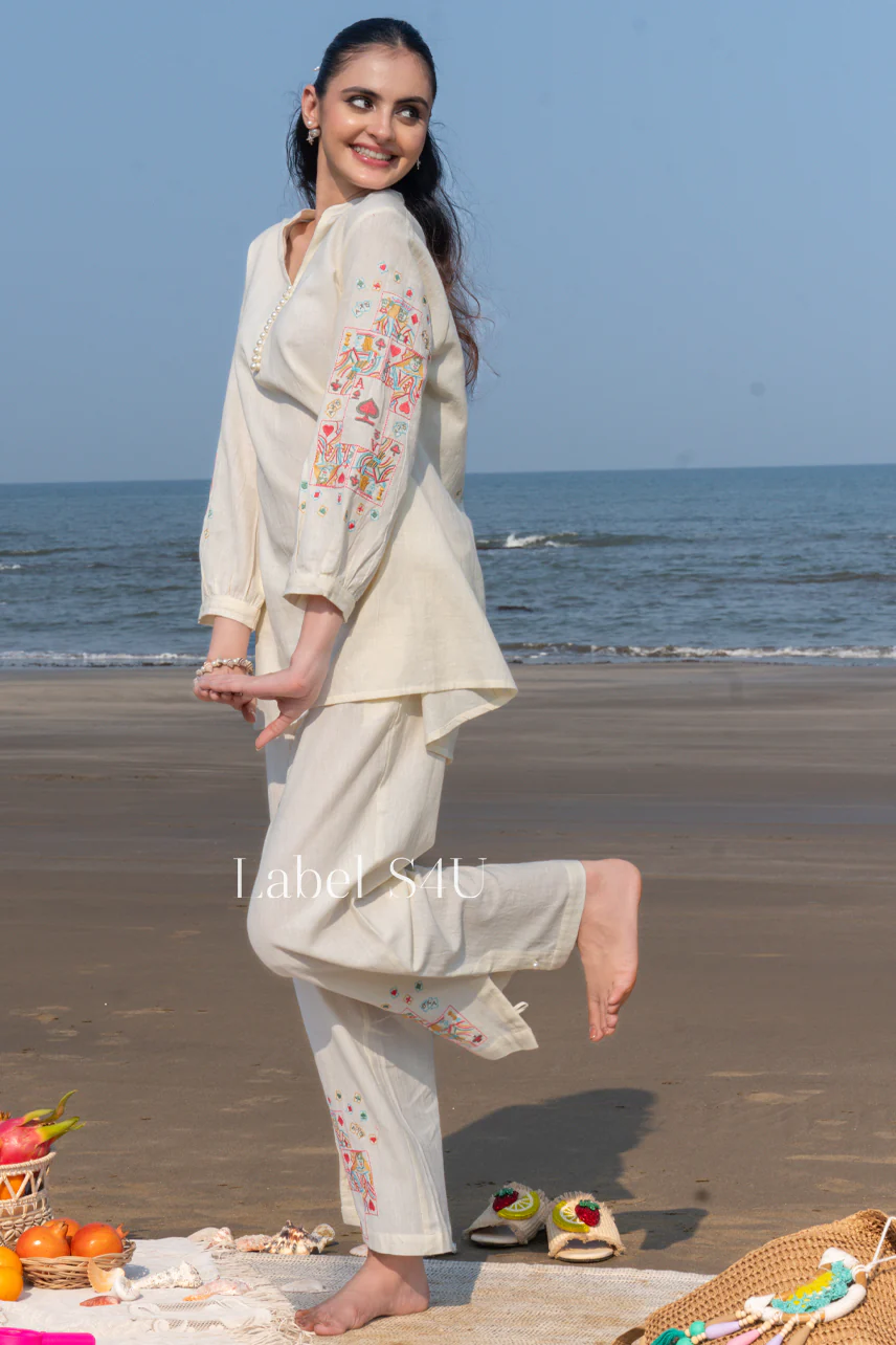 Floral Hues Embroidered Cotton Co-ord Set - Image 2