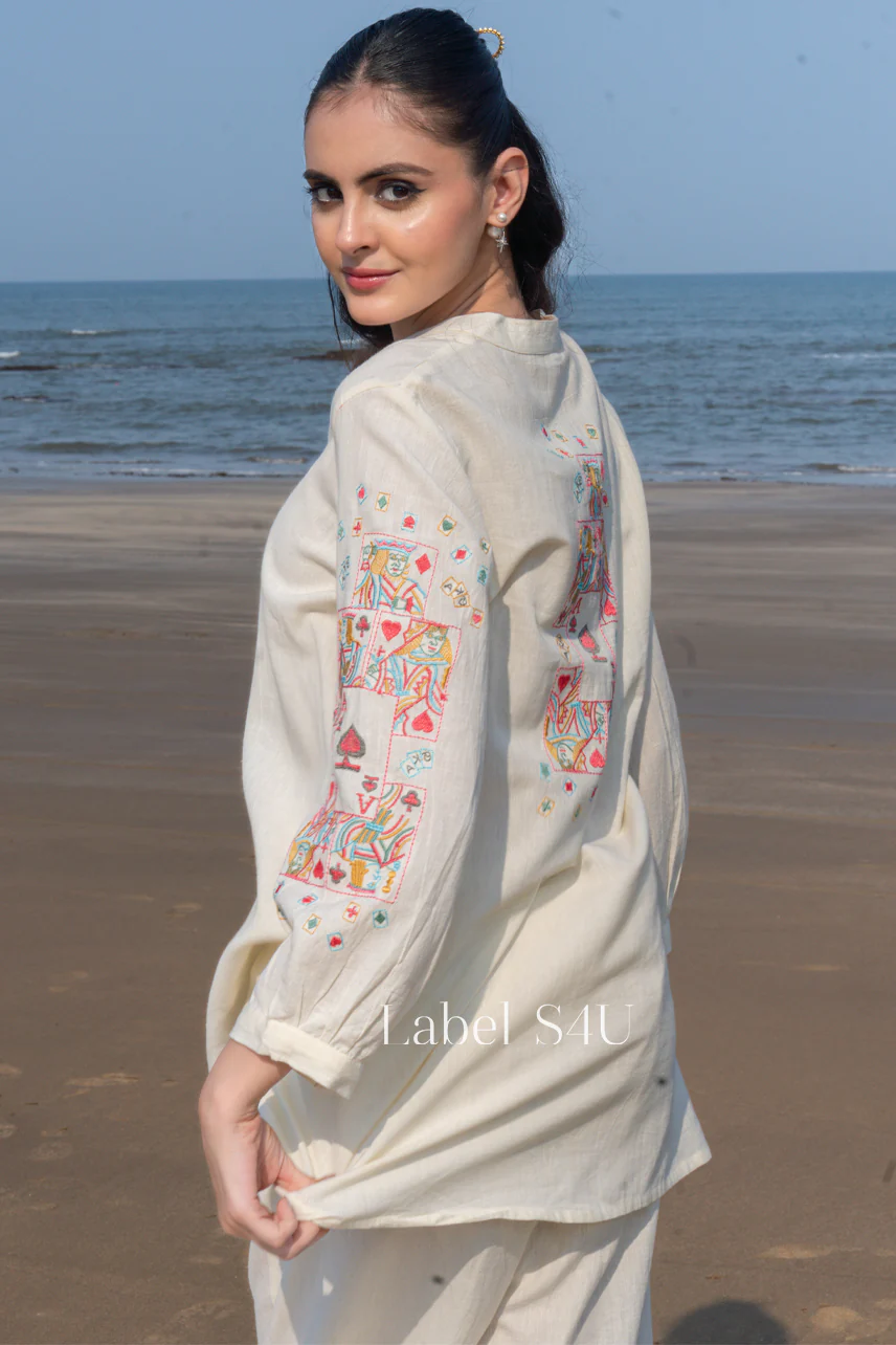 Floral Hues Embroidered Cotton Co-ord Set - Image 3
