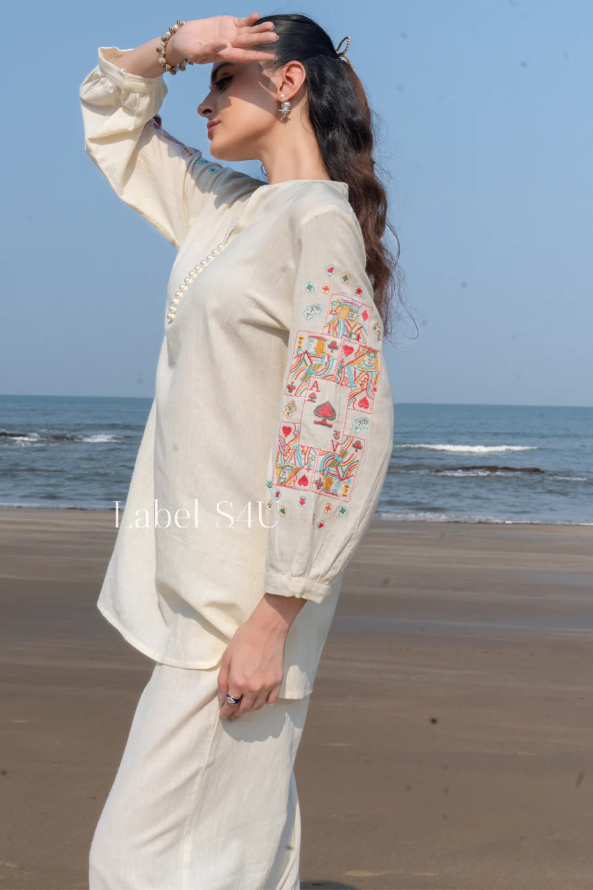 Floral Hues Embroidered Cotton Co-ord Set - Image 4