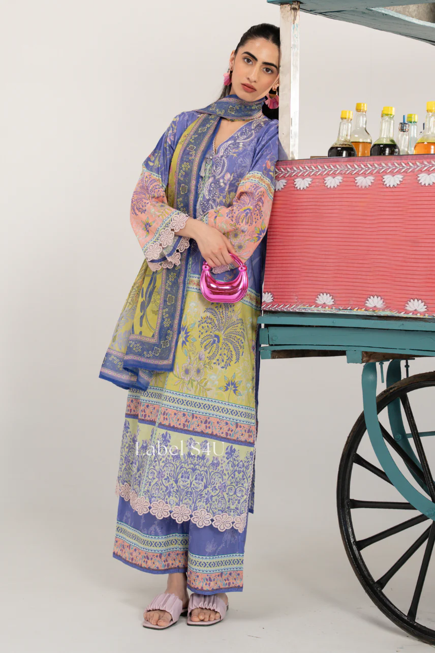 Floral Lace Printed Cotton Suit Set - Image 3