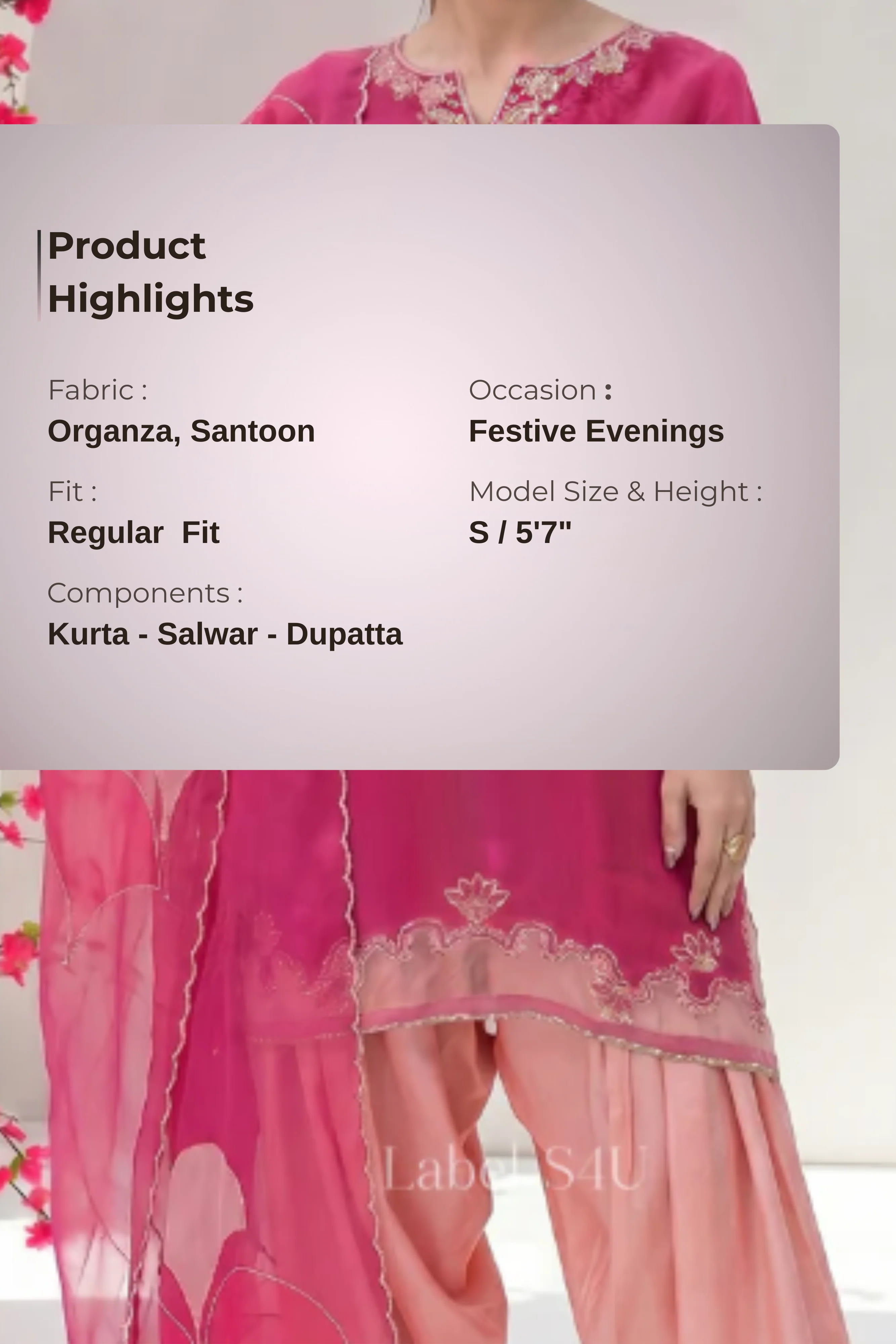 Fuchsia Pink Handwork Farshi Salwar Set - Image 5
