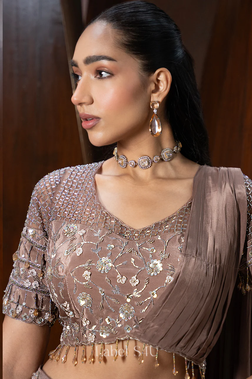 Gleam in Brown-Skirt Set - Image 3