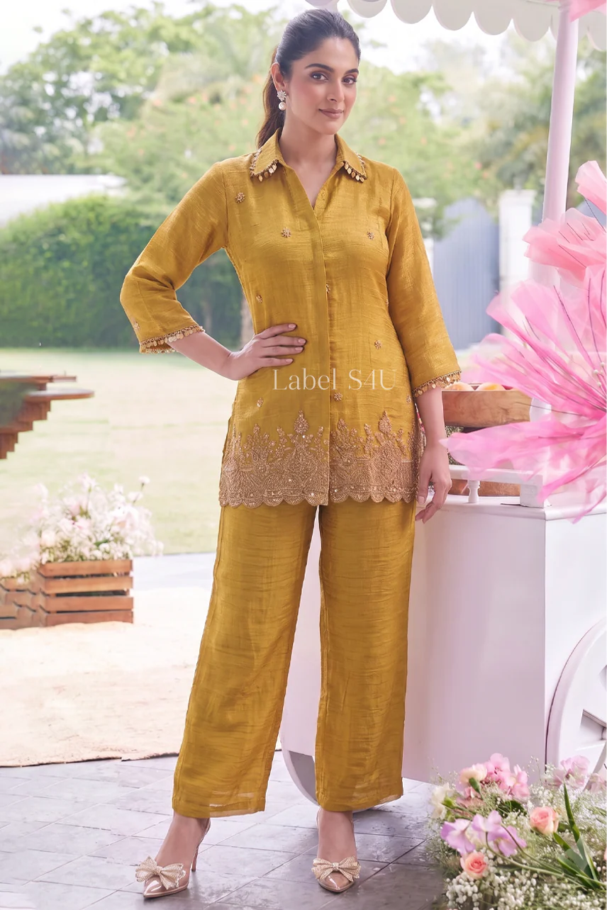 Glow Embellished Tissue Co Ord Set