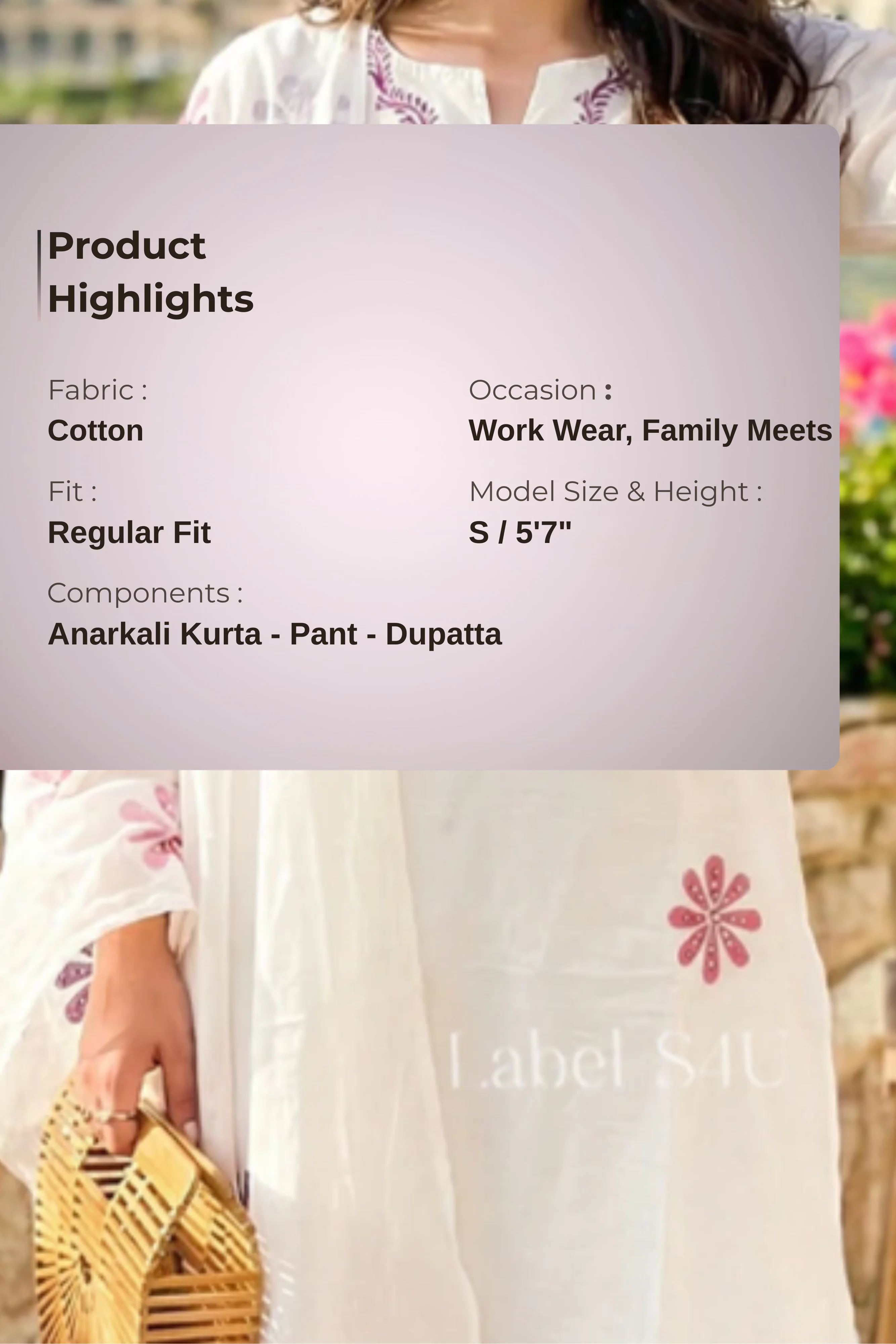 Graceful White Cotton-Suit Set - Image 3