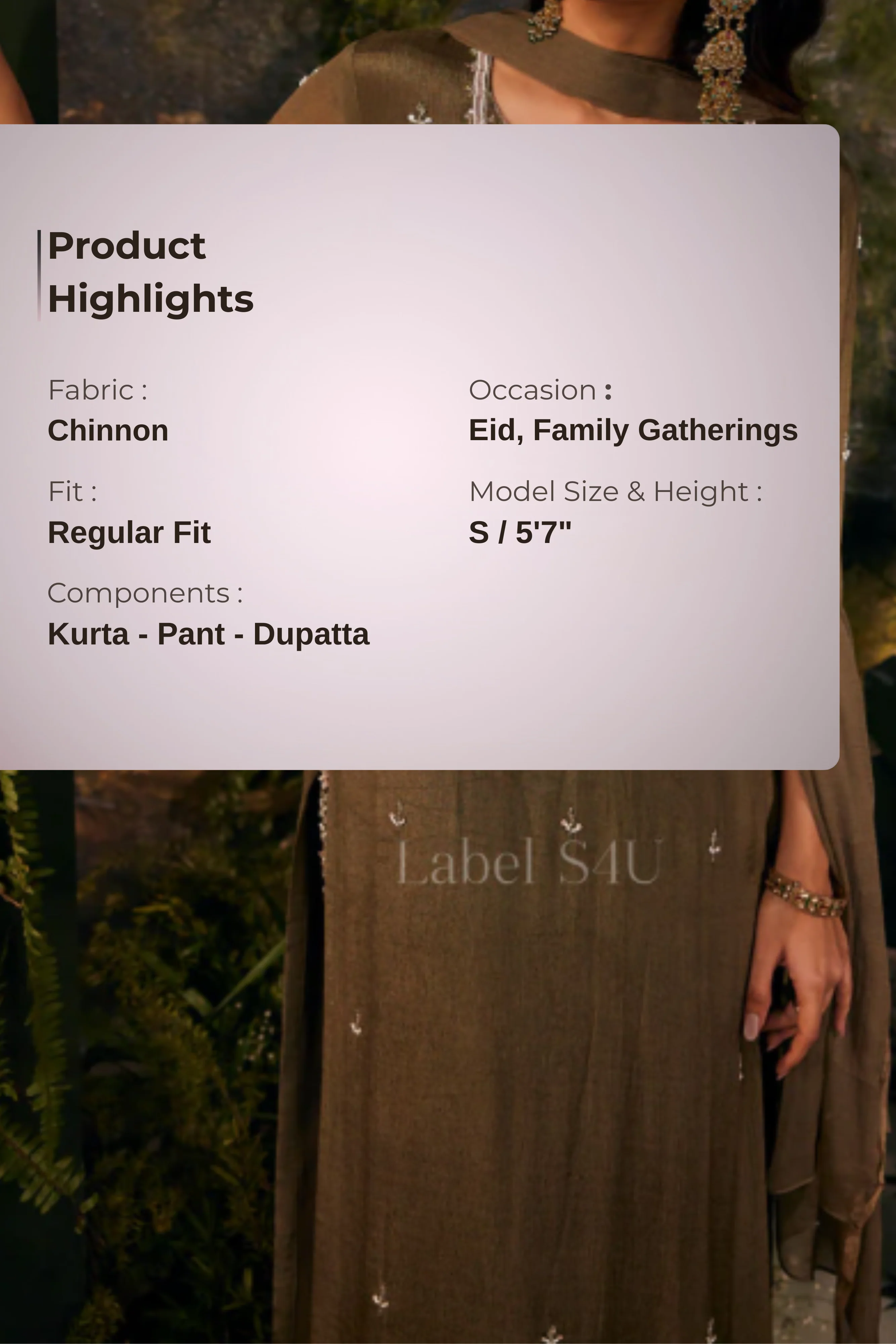 Imperial Olive Handwork -Suit Set - Image 4